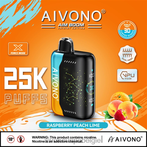 Aivono AIM BOOM 25000 frambozen perzik limoen FFRN0350 - Aivono Belgie