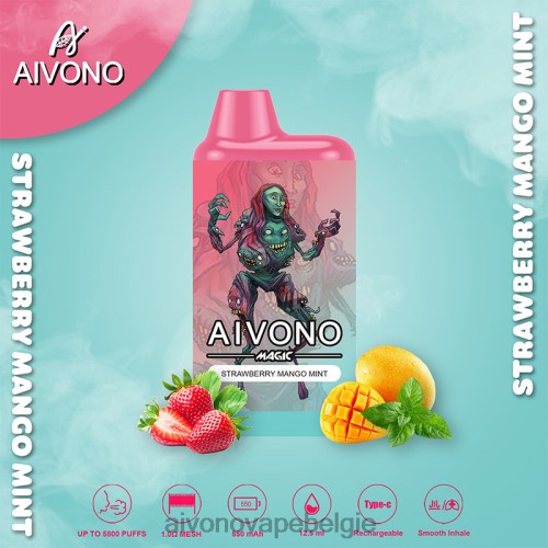 Aivono AIM MAGIC 5800 monddoossigaret aardbei-mango munt FFRN097 - Aivono Vape Price