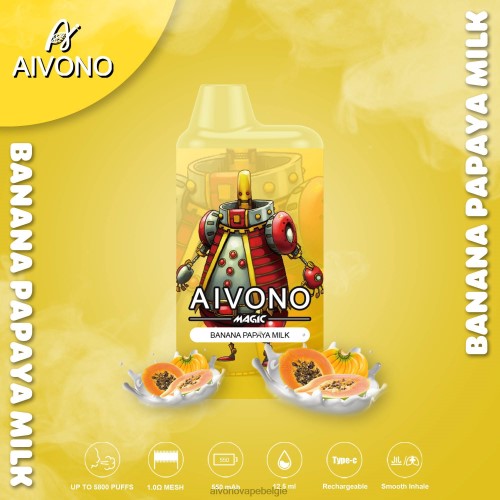 Aivono AIM MAGIC 5800 monddoossigaret bananenpapajamelk FFRN094 - Aivono Vape Belgie