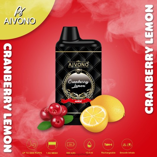 Aivono AIM MAGIC 5800 monddoossigaret cranberry citroen FFRN089 - Aivono Vape Belgie