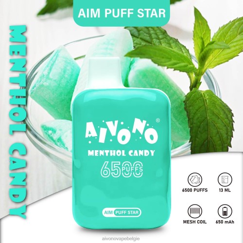 Aivono AIM PUFF STAR 6500 menthol snoep FFRN0295 - Aivono Belgie