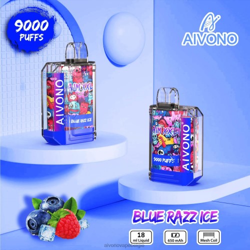 Aivono AIM XXL 9000 mondsticker transparant blauw razz-ijs FFRN054 - Aivono Vape Belgie