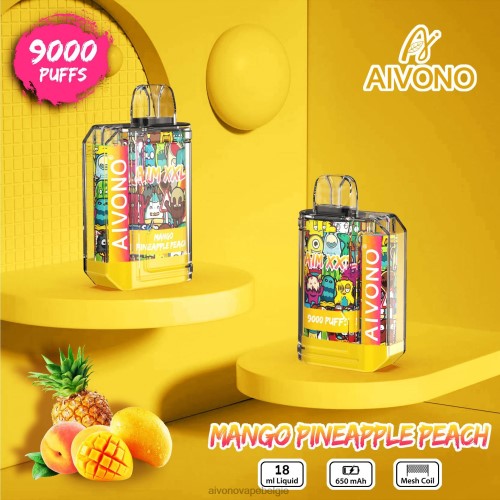 Aivono AIM XXL 9000 mondsticker transparant mango ananas perzik FFRN049 - Aivono Vape Belgie